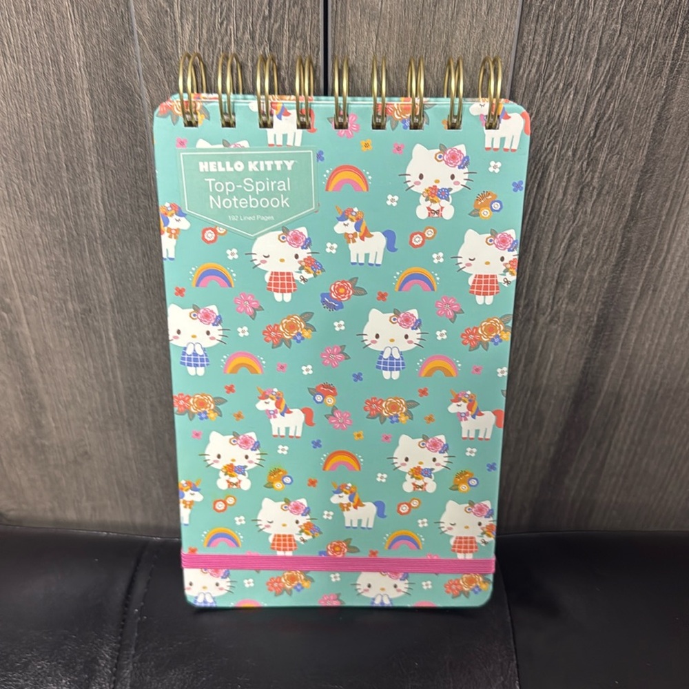 Hello Kitty & Unicorns Cover Top Spiral 192 Lined Pages Elastic Band Notebook